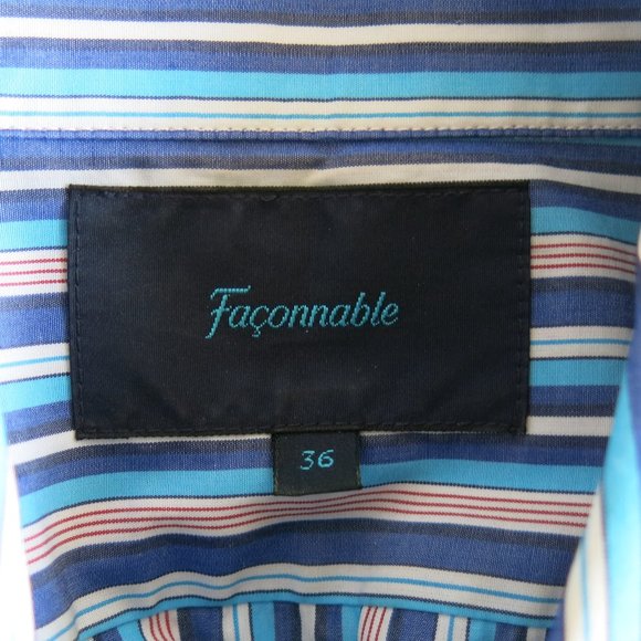 Faconnable Multicolor Stripe 100% Cotton Button Down Long Sleeve Shirt - Size 36 - Picture 6 of 7